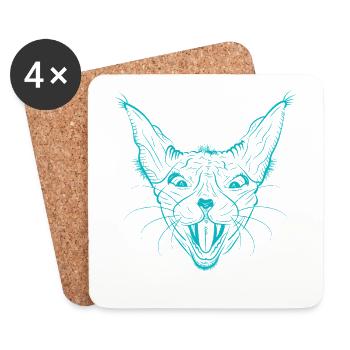 Neon Sphynx Katzengesicht Leuchten - Untersetzer (4er-Set) - Weiß - Vorne