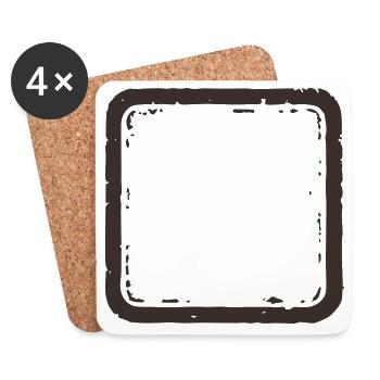 Grunge Cadre carré à tampons Border vintage en caoutchouc Se - Dessous de verre (lot de 4) - blanc - Devant