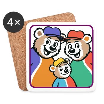 Famille d’ours aux couleurs vives - Dessous de verre (lot de 4) - blanc - Devant