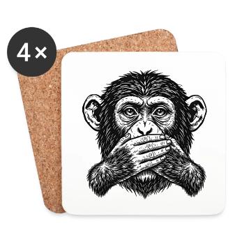Monkey Say Nothing - Dessous de verre (lot de 4) - blanc - Devant