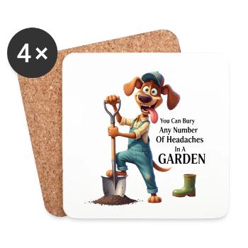 Dragging Dog Dog & Jardinage Amateur d’humour Merch - Dessous de verre (lot de 4) - blanc - Devant