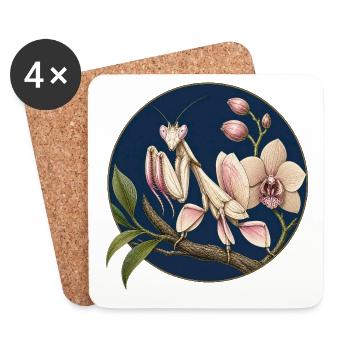 Praying Mantis on Orchids - Coasters (set of 4) - white - Front