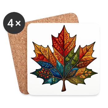 Kaléidoscope Feuille d’Automne - Dessous de verre (lot de 4) - blanc - Devant