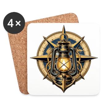 Luminous compass and anchor - Coasters (set of 4) - white - Front
