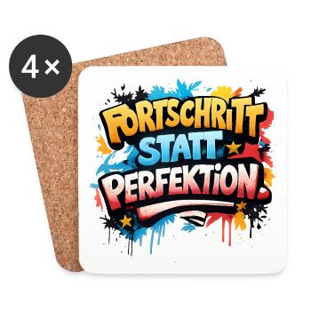 Fortschritt statt Perfektion - Untersetzer (4er-Set) - Weiß - Vorne
