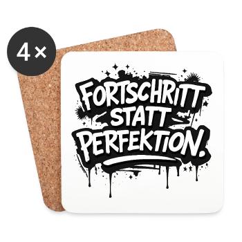 Fortschritt statt Perfektion - Untersetzer (4er-Set) - Weiß - Vorne