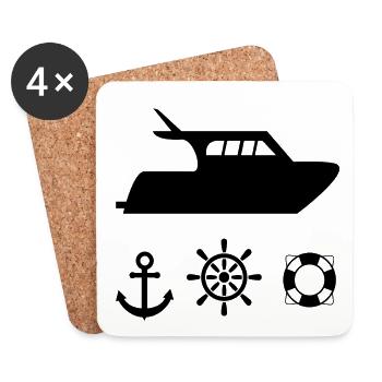 Motorboot - Untersetzer (4er-Set) - Weiß - Vorne