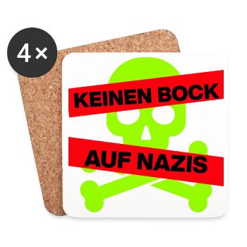 KEINEN BOCK AUF NAZIS, NO NZS, NO AFD, SKULL GRÜN - Untersetzer (4er-Set) - Weiß - Vorne