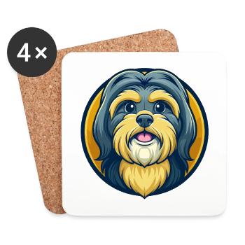 Shih Tzu Hund Kawaii Maskottchen Cartoon Clipart Logo - Untersetzer (4er-Set) - Weiß - Vorne