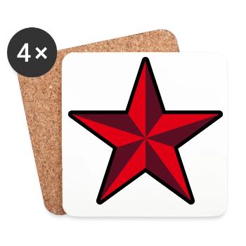 Red Star (Revolution / Outline / 3C) - Coasters (set of 4) - white - Front
