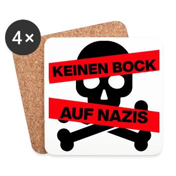 KEINEN BOCK AUF NAZIS, NO NZS, NO AFD, SCHWARZ - Untersetzer (4er-Set) - Weiß - Vorne