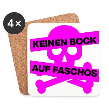 KEINEN BOCK AUF FASCHO, NO NZS, NO AFD, PINK SKULL - Untersetzer (4er-Set) - Weiß - Vorne