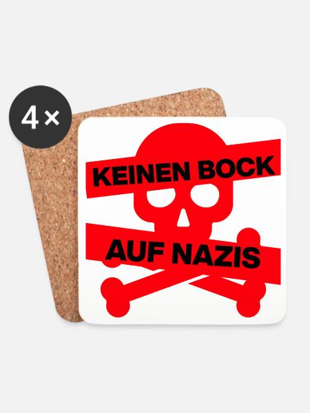 KEINEN BOCK AUF NAZIS, NO NZS, NO AFD, ROT - Untersetzer (4er-Set) - Weiß