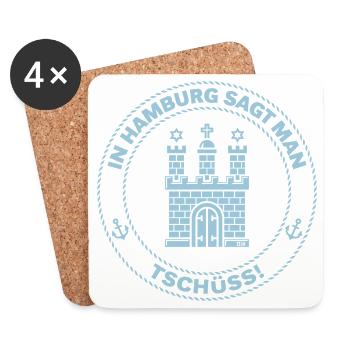 In Hamburg Sagt Man Tschüss! (Abschied / Sky Blue) - Untersetzer (4er-Set) - Weiß - Vorne