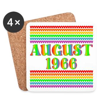Anniversaire août 1966 - Rainbow - Dessous de verre (lot de 4) - blanc - Devant