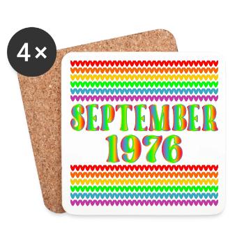 September 1976, 50. Geburtstag Regenbogen - Untersetzer (4er-Set) - Weiß - Vorne