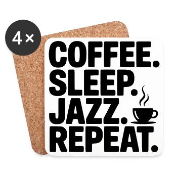 Café. Dors. Jazz. Répétez. - Dessous de verre (lot de 4) - blanc - Devant