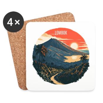 Lombok Volcanic Landscape Sunset - Coasters (set of 4) - white - Front