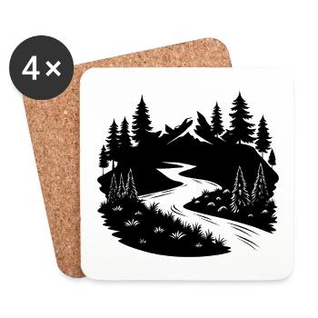 River Landscape - Coasters (set of 4) - white - Front