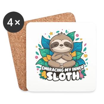 Mein Inner_Sloth umarmen - Untersetzer (4er-Set) - Weiß - Vorne