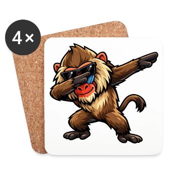 Dabbing Pavian - Untersetzer (4er-Set) - Weiß - Vorne
