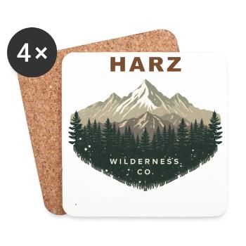 Harz Wilderness Co. | Vintage Outdoor - Untersetzer (4er-Set) - Weiß - Vorne