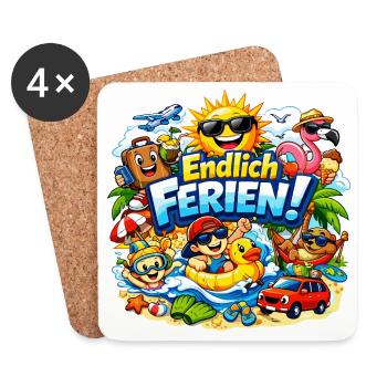 Endlich Ferien! - Untersetzer (4er-Set) - Weiß - Vorne