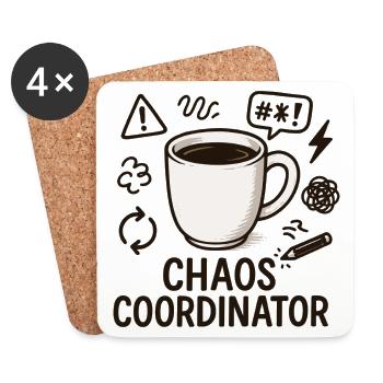 Chaos Coordinator Coffee: Gift for Best Mom - Coasters (set of 4) - white - Front