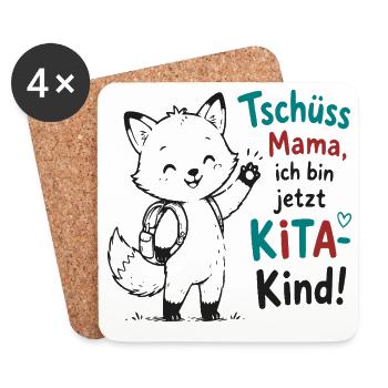 Kita Abschied – Kleiner Fuchs - Untersetzer (4er-Set) - Weiß - Vorne