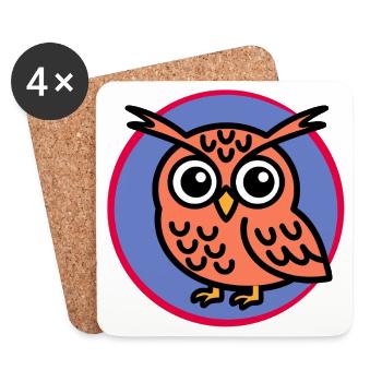 Cartoon Owl - Coasters (set of 4) - white - Front