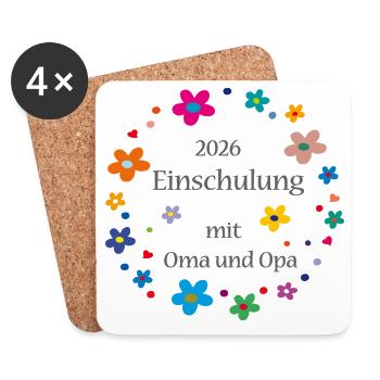Einschulung 2026  - Untersetzer (4er-Set) - Weiß - Vorne