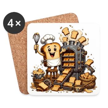Küchenheld Toast Slice - Coasters (set of 4) - white - Front