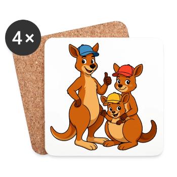 Kangaroo Family - Coasters (set of 4) - white - Front