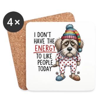 Funny Sleepy Dog Design - Coasters (set of 4) - white - Front