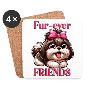 Fur-ever Friends Cute Shih Tzu Girl - Coasters (set of 4) - white - Front
