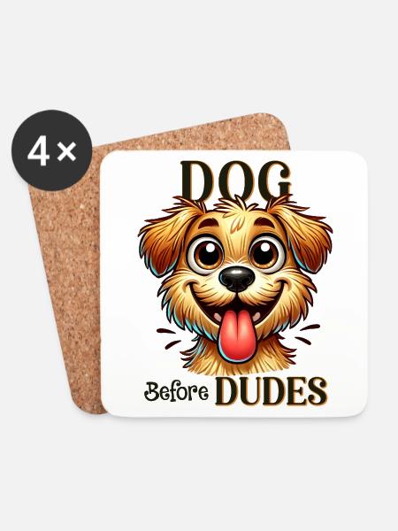 Hund B4 Dudes Goldendoodle Norfolf/Cairn Terrier - Untersetzer (4er-Set) - Weiß
