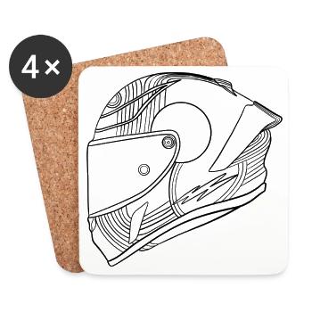 Schwarz Helm - Visier  - Untersetzer (4er-Set) - Weiß - Vorne