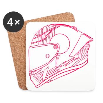 Neon Pink Helmet - Visor - Coasters (set of 4) - white - Front