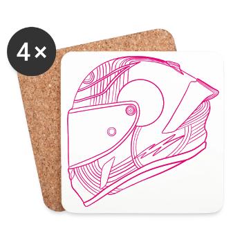 Neon Pink Helmet - Visor - Coasters (set of 4) - white - Front