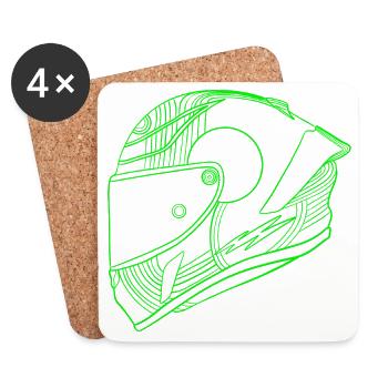 Neon Green Helmet - Visor - Coasters (set of 4) - white - Front