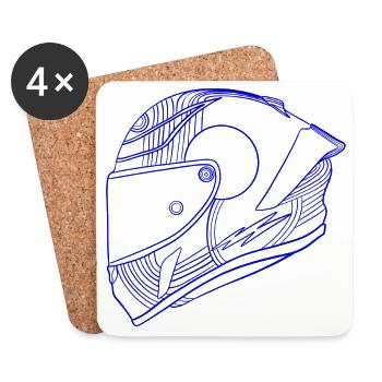 Neon blau Helm - Visier - Untersetzer (4er-Set) - Weiß - Vorne