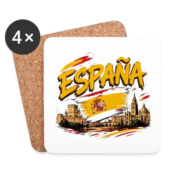 Spain Spanish Flag Espana Graphic  - Dessous de verre (lot de 4) - blanc - Devant