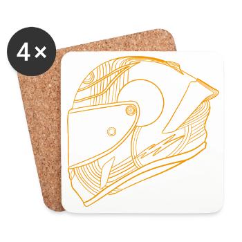 Neon Orange Helmet - Visor - Coasters (set of 4) - white - Front