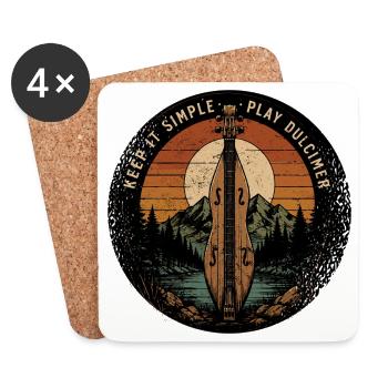 dulcimer dulcimer musician plucked instrument - Coasters (set of 4) - white - Front