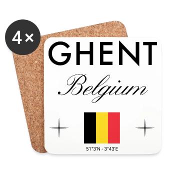 Gent Belgien Koordinaten Reise Souvenir - Untersetzer (4er-Set) - Weiß - Vorne