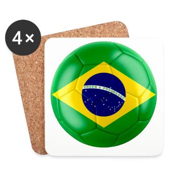 BRAZIL'S FLAG ON A FOOTBALL - Coasters (set of 4) - white - Front