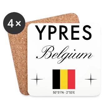 Ypern Belgien Koordinaten Reise Souvenir - Untersetzer (4er-Set) - Weiß - Vorne