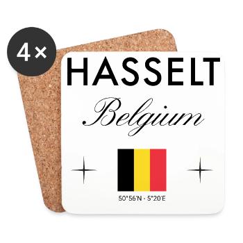 Hasselt Belgium Coordinates Travel Souvenir - Coasters (set of 4) - white - Front