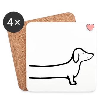 Dachshund Heart Dogs - Coasters (set of 4) - white - Front