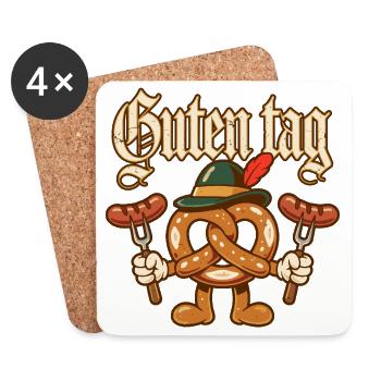 Guten Tag Pretzel-Maskottchen - Untersetzer (4er-Set) - Weiß - Vorne